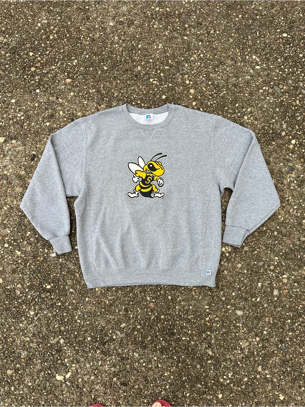 Russell Athletic Gray Crewneck with Yellow Hornet Logo